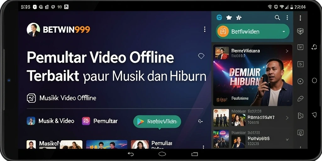 Antarmuka BETWIN999 yang sederhana dan fungsional untuk pemutar video offline.