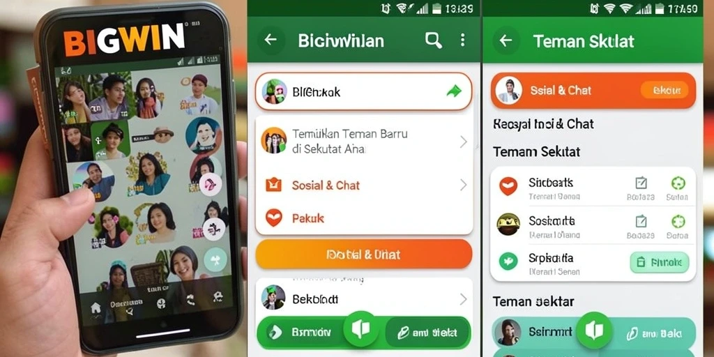 Tampilan antarmuka pengguna utama BIGWIN untuk mencari teman baru.