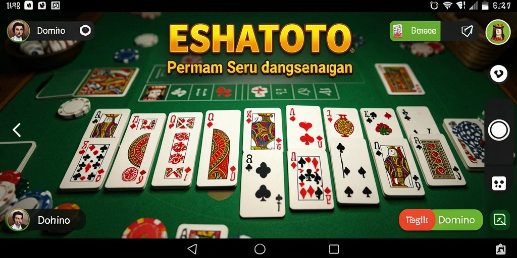 Antarmuka menarik game Domino ESHATOTO dengan fitur seru.