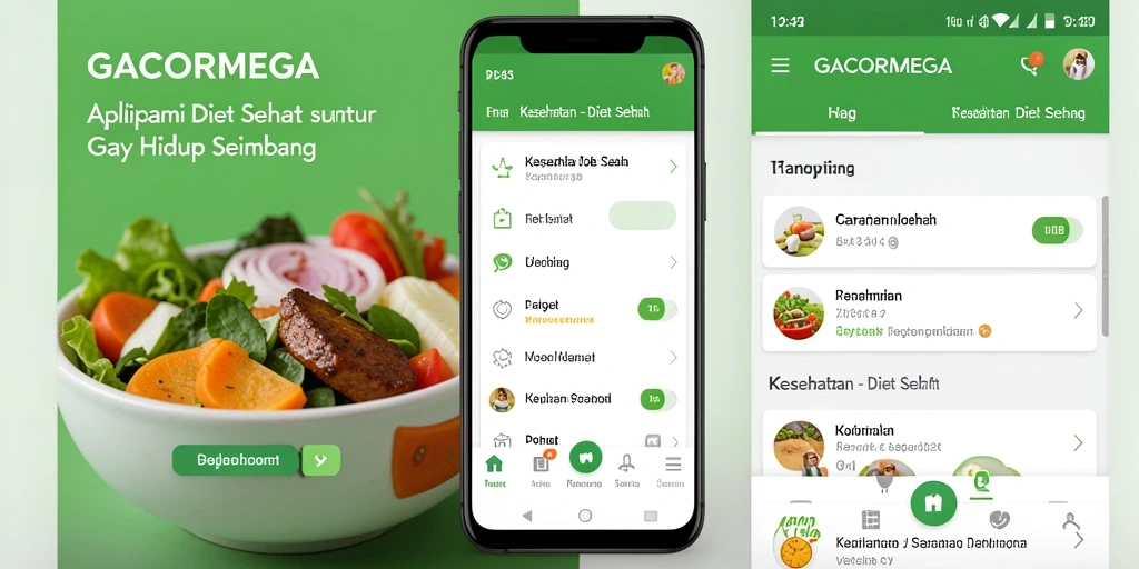 Antarmuka GACORMEGA yang intuitif dengan fitur Diet Sehat.
