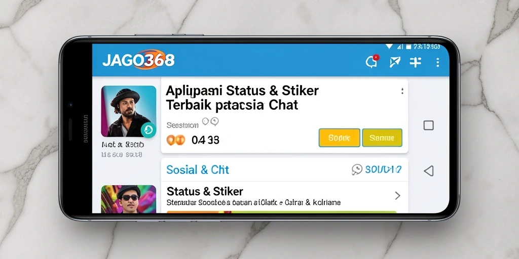 Tampilan stiker dan status di antarmuka JAGO368 yang menarik.