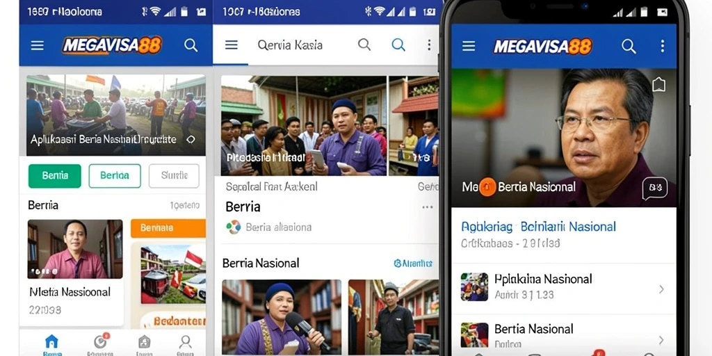 Antarmuka MEGAVISA88 menampilkan berita nasional terkini dengan desain menarik.