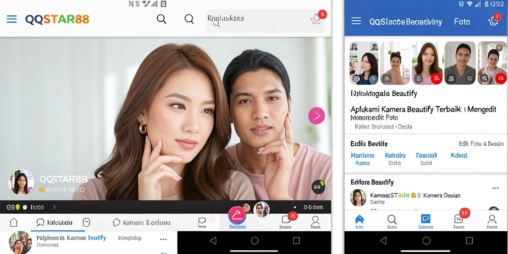 Tampilan antarmuka utama aplikasi QQSTAR88 dengan fitur Kamera Beautify.