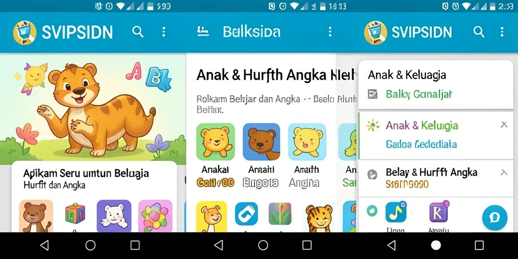 Antarmuka pengguna SVIPSIDN yang menarik untuk belajar huruf dan angka secara interaktif.