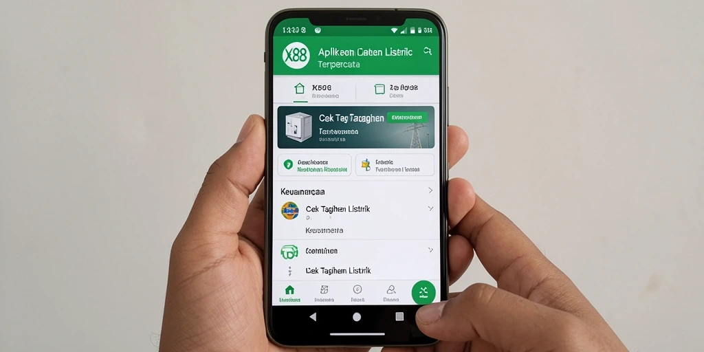 Antarmuka X88 menampilkan informasi tagihan listrik dengan jelas.